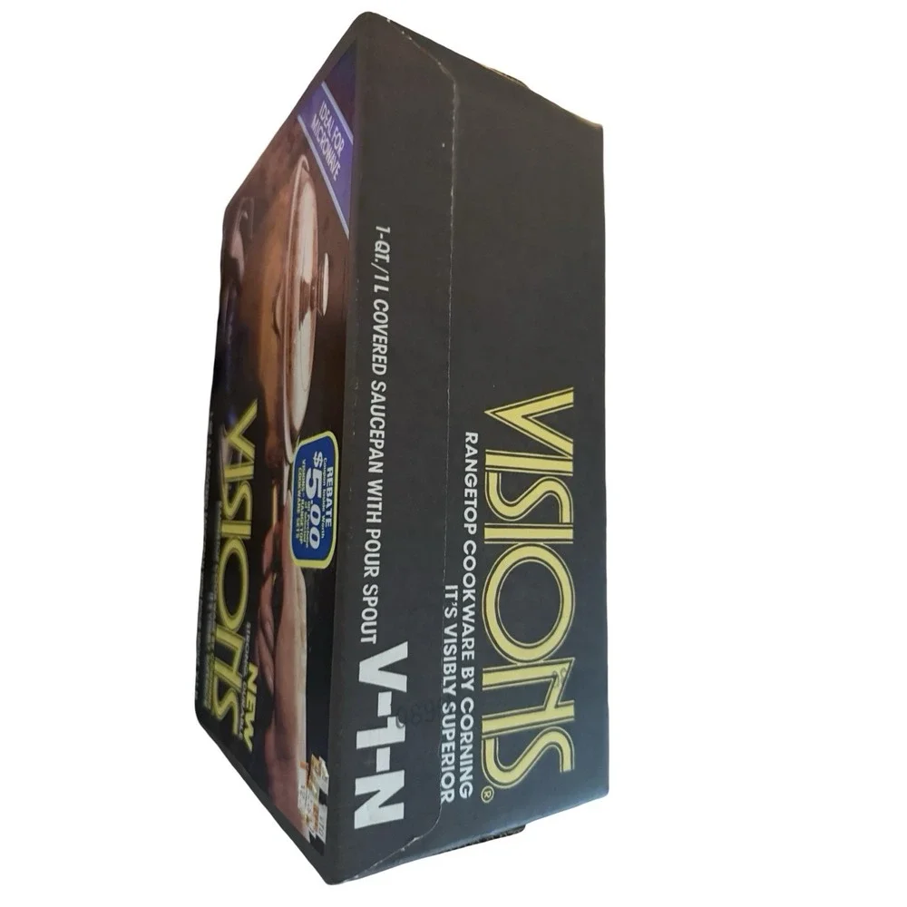Visions 1 QT / 1 L Amber Covered Saucepan Pour New SEALED V-1-N Vintage 1984